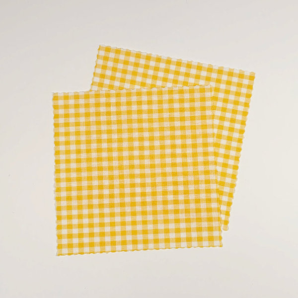 Marmeladendeckchen "Karo, gelb", 5 Stück, reine Baumwolle